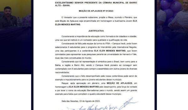 Imagens da Moção de aplausos